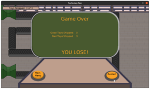 Toy Factory Fixer - Game Over screen