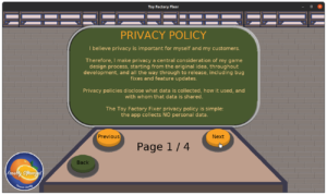 Toy Factory Fixer in-game privacy policy