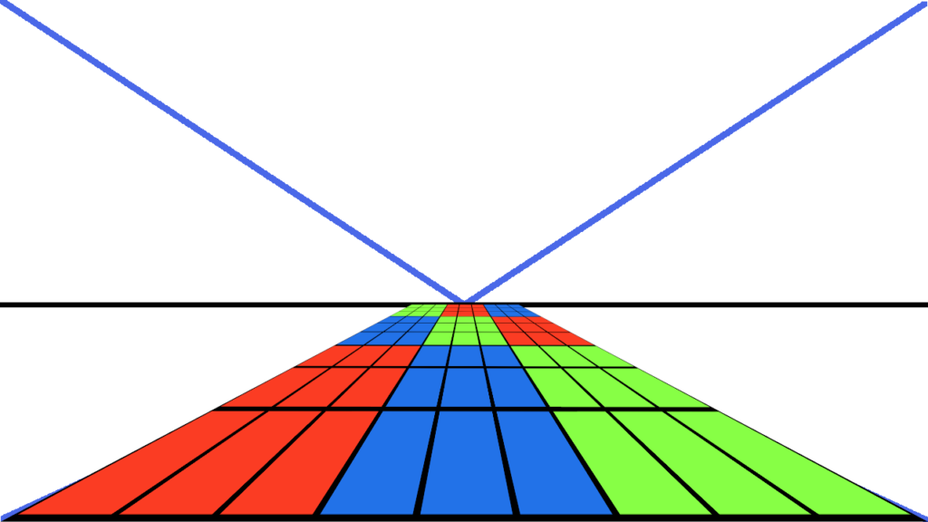 Using a perspective tool to see what the 9x9 grid of squares would look like as a floor