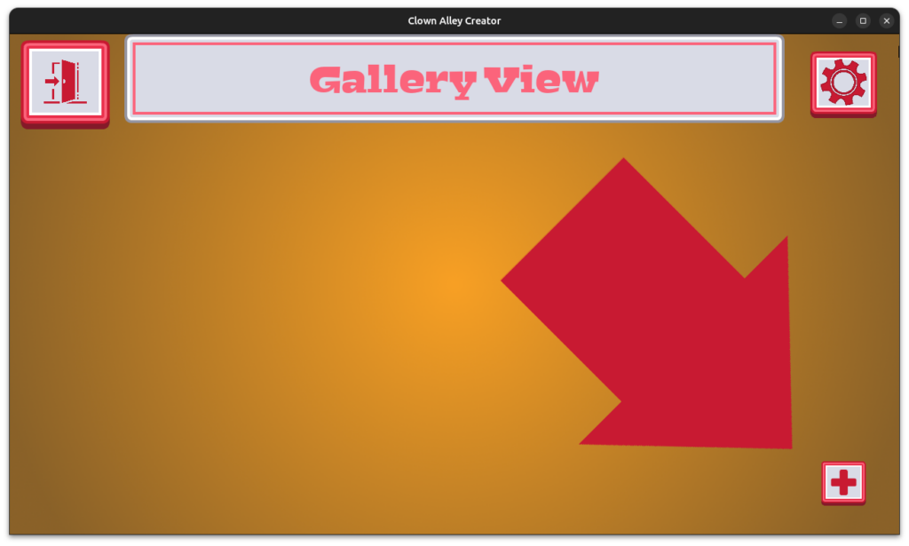Clown Alley Creator - big arrow pointing at which button to press