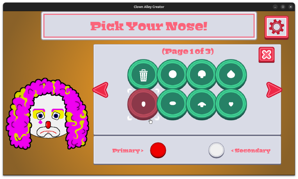 Clown Alley Creator - picking a clown nose